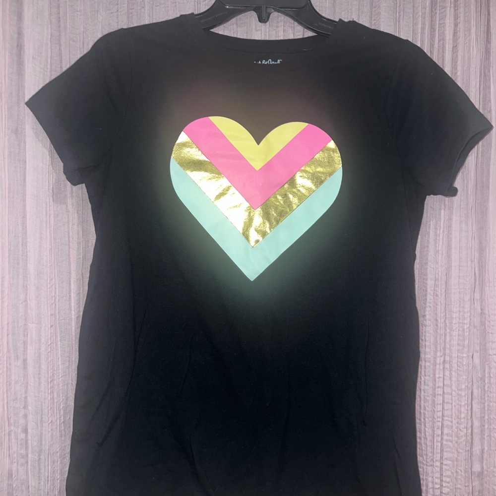 Cat & Jack Black T-Shirt with Colorful Heart